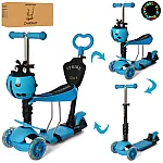 Дитячий самокат 5 в 1 iTrike Maxi JR 3-068-BL Блакитний