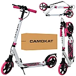 Взрослый самокат с дисковым тормозом iTrike SR 2-018-11-WP Белый с розовым