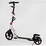 Двоколісний самокат з фарою та 2-ма амортизаторами Best Scooter D-71057 Білий з рожевим