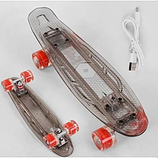 Скейт Пенни борд с прозрачной декой Best Board S-40133 Серый