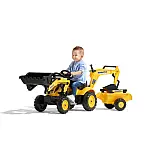 Велотрактор з причепом, переднім та заднім ковшем Falk 2076N Komatsu Жовтий