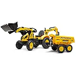 Велотрактор з причепом, переднім та заднім ковшем Falk 2086W Komatsu Жовтий