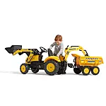 Велотрактор з причепом, переднім та заднім ковшем Falk 2086W Komatsu Жовтий