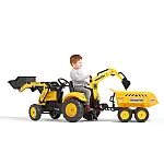Велотрактор з причепом, переднім та заднім ковшем Falk 2086W Komatsu Жовтий
