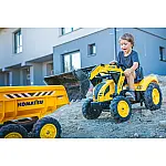 Велотрактор з причепом, переднім та заднім ковшем Falk 2086W Komatsu Жовтий