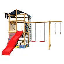 Деревянный игровой центр с горкой SportBaby-10